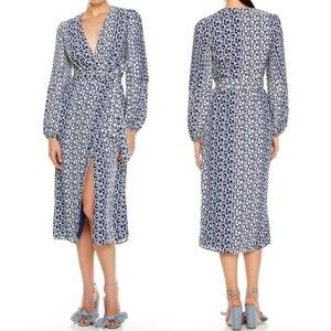 La Maison Talulah Midi Dress Women's Size Small Remember Me Navy & White Floral